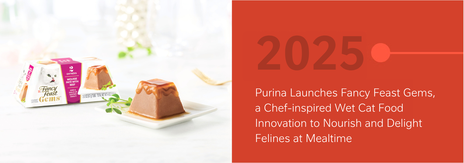 2025: Purina launches Fancy Feast Gems, a chef-inspired, wet cat food innovation to nourish and delight felines at mealtime