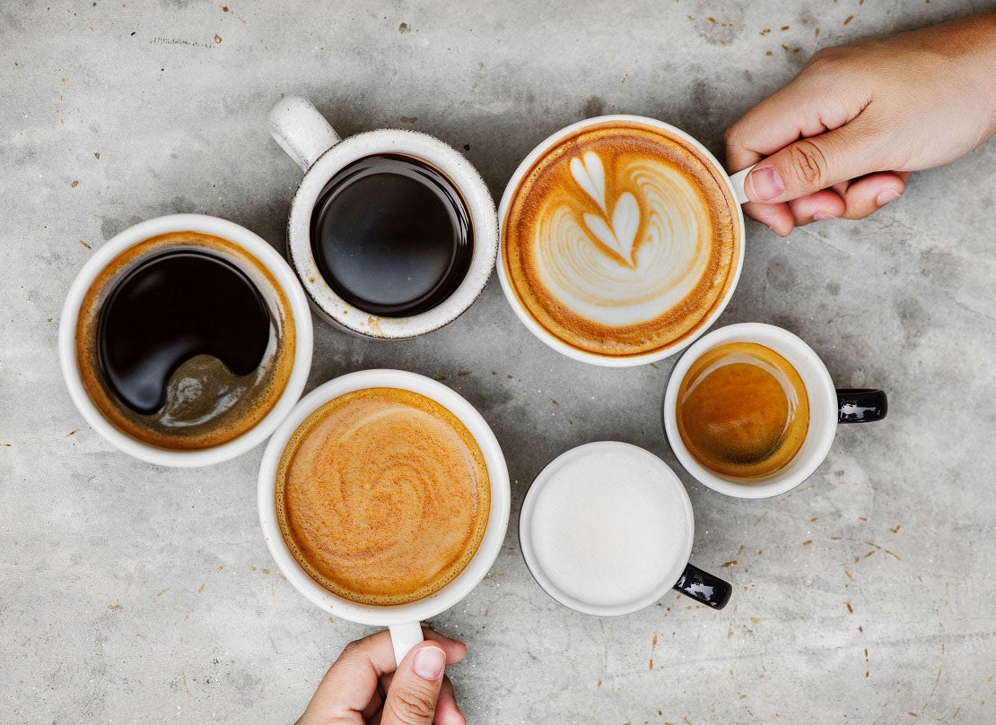 Coffee blends in cups