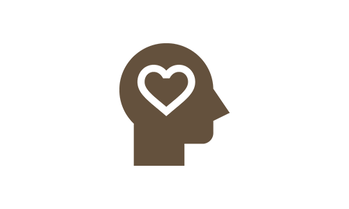 Head silhouette with heart icon