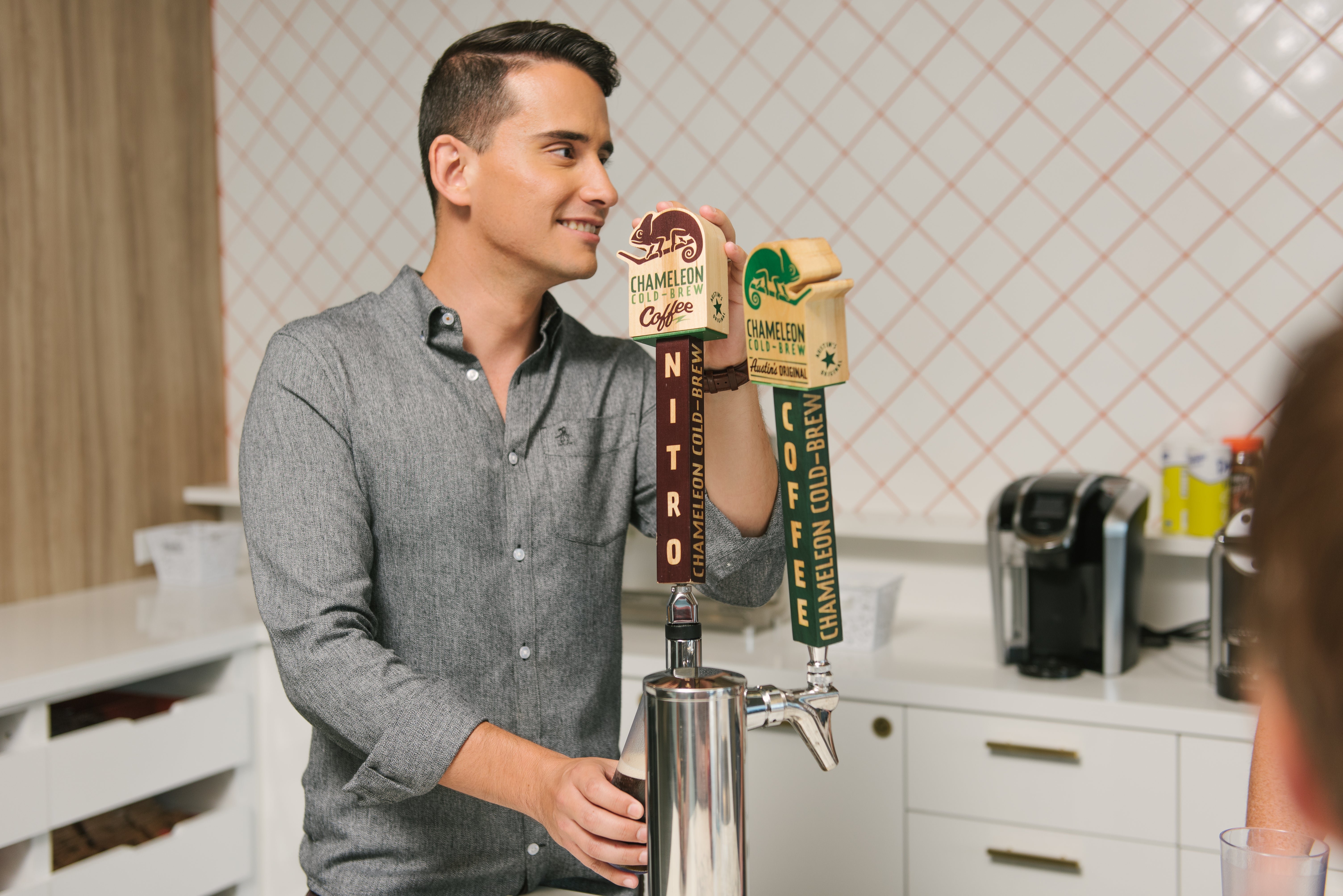 man drinking coffee