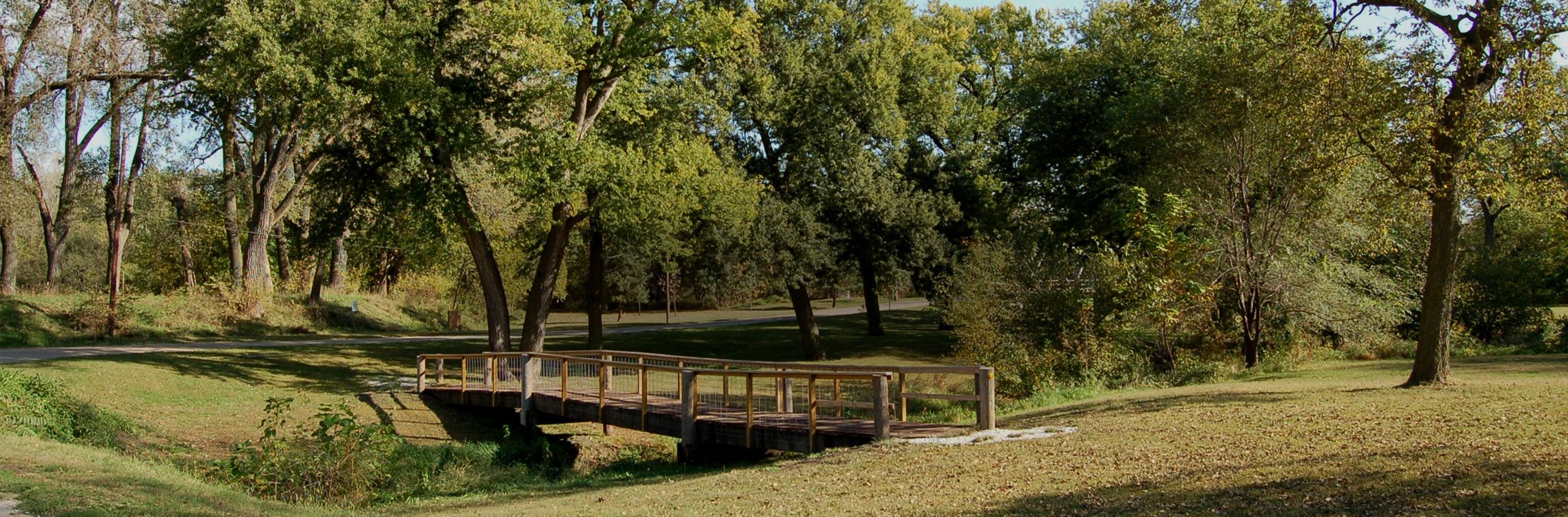 Bridge in a green park in Crete