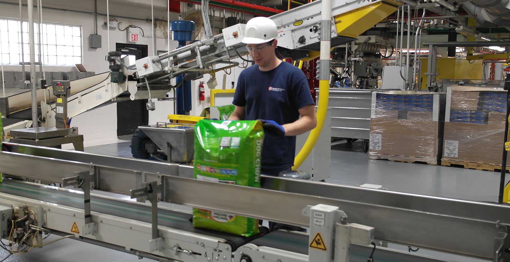 Man standing at production line in factory