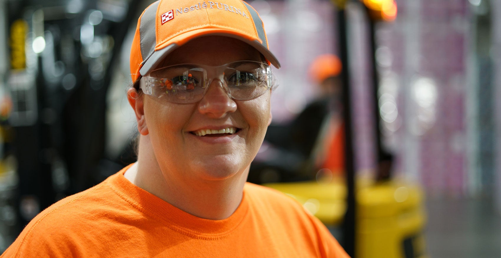 Close up of Purina factory worker in Hartwell