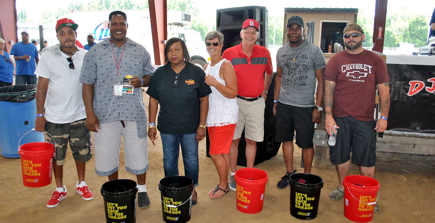 Purina workers volunteering to collect money