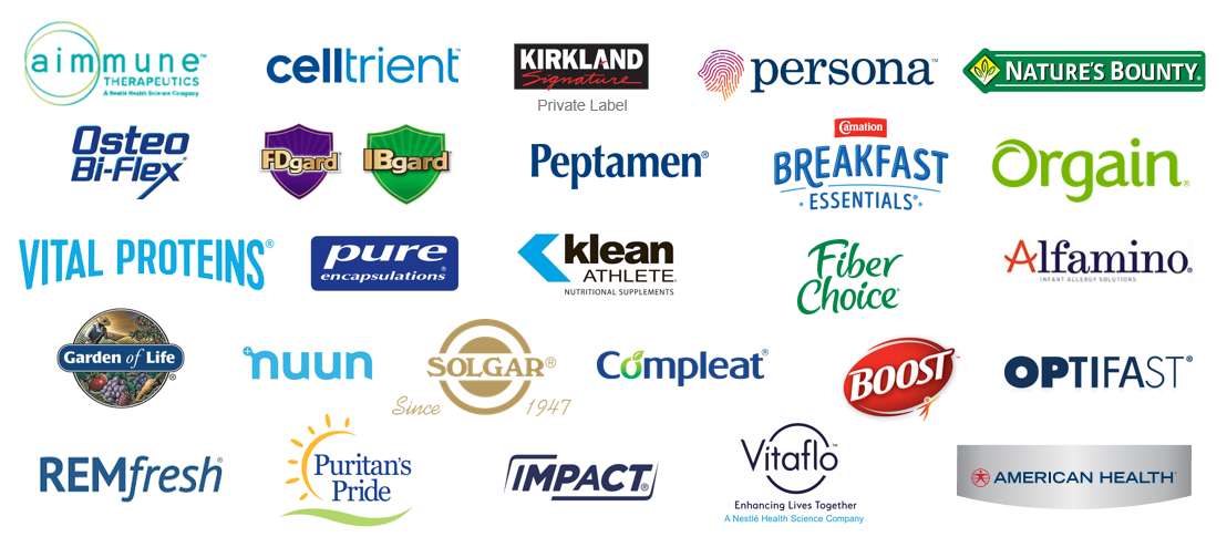 Logos of brands within Nestle Health Science