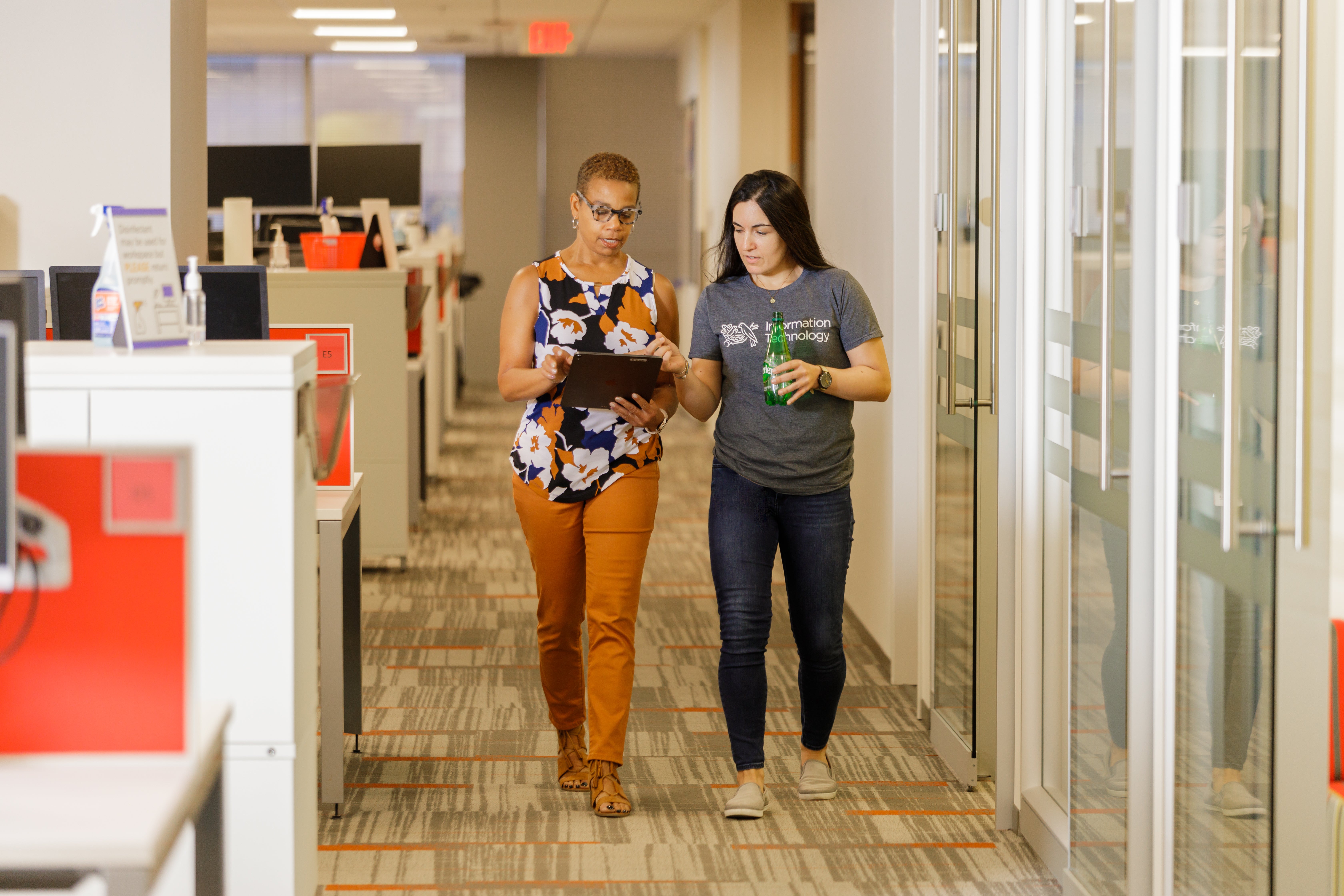 women in hallway