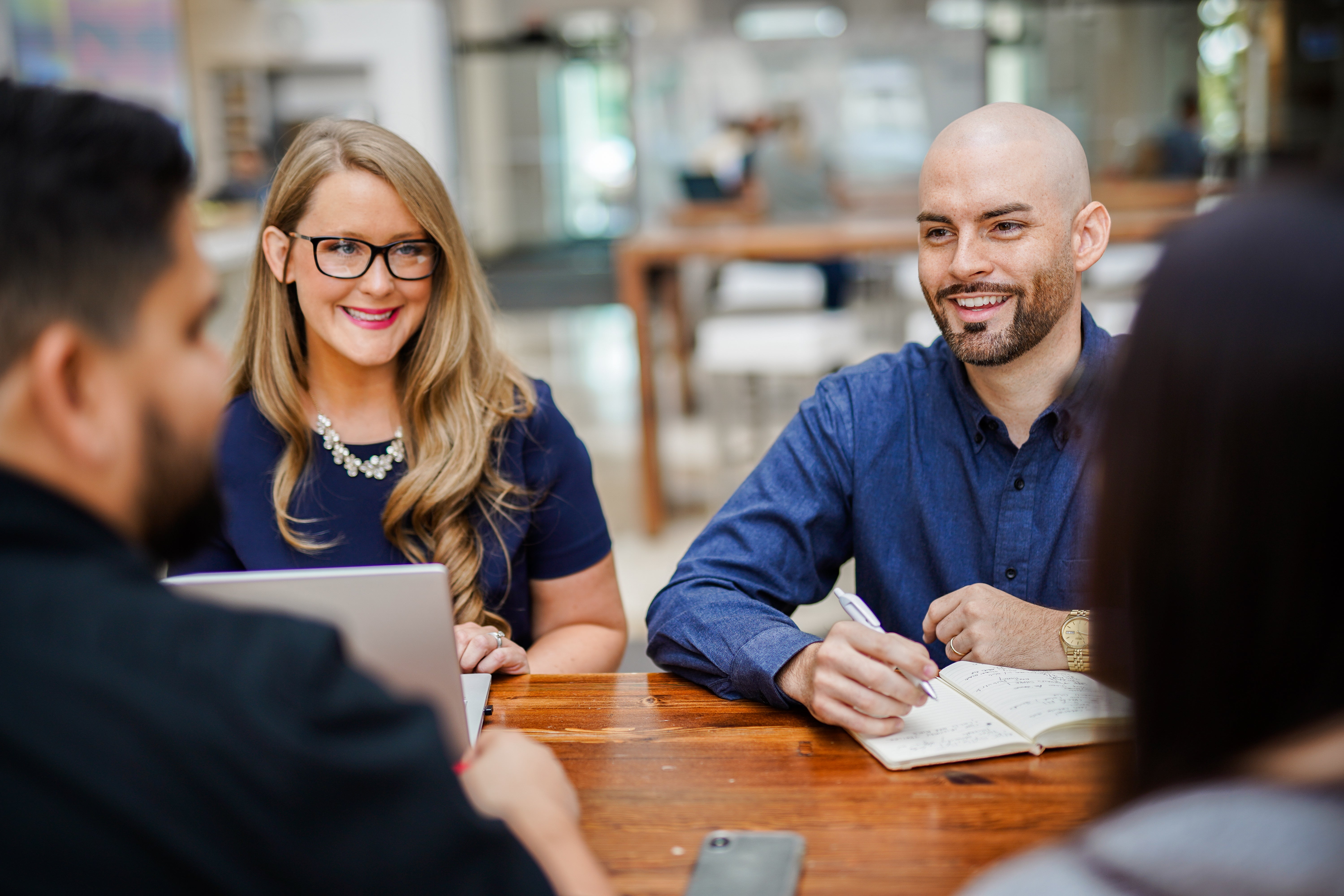 Man and woman collaborating
