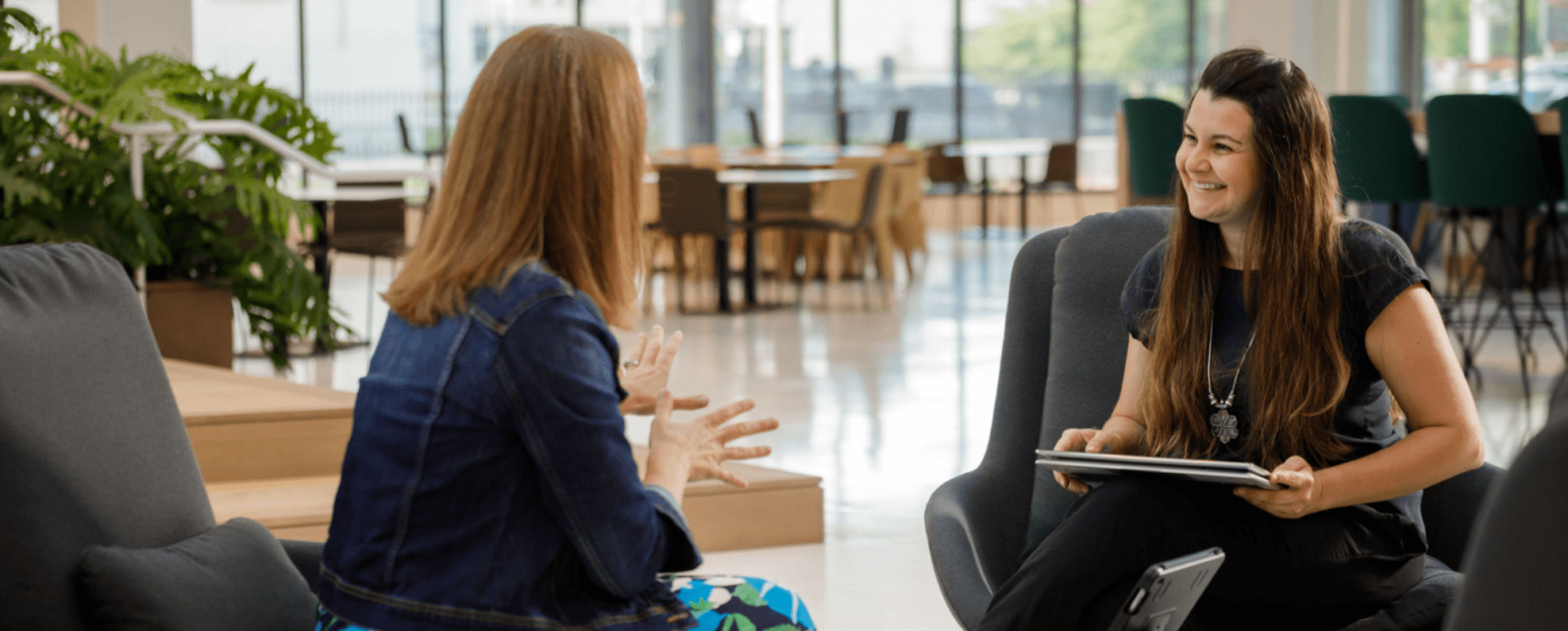 Two women talking