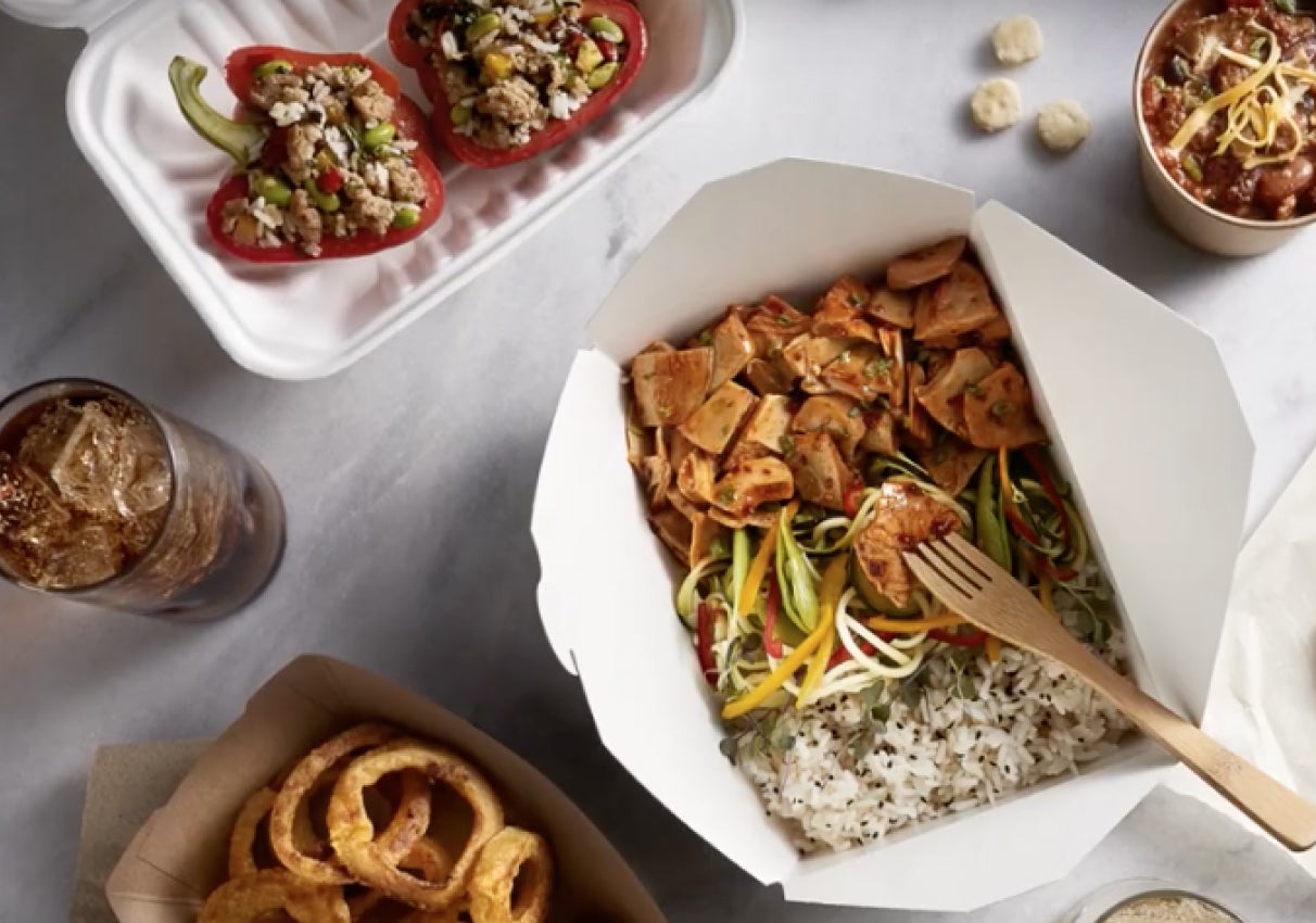 food on a white table top
