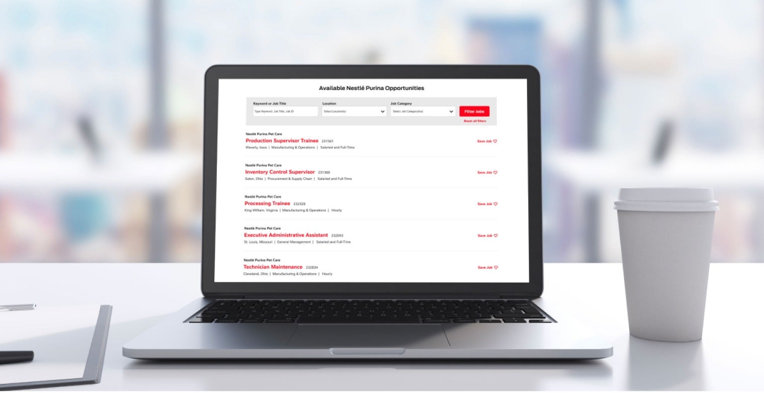 Jobs opportunities for Nestlé Purina on our career site
