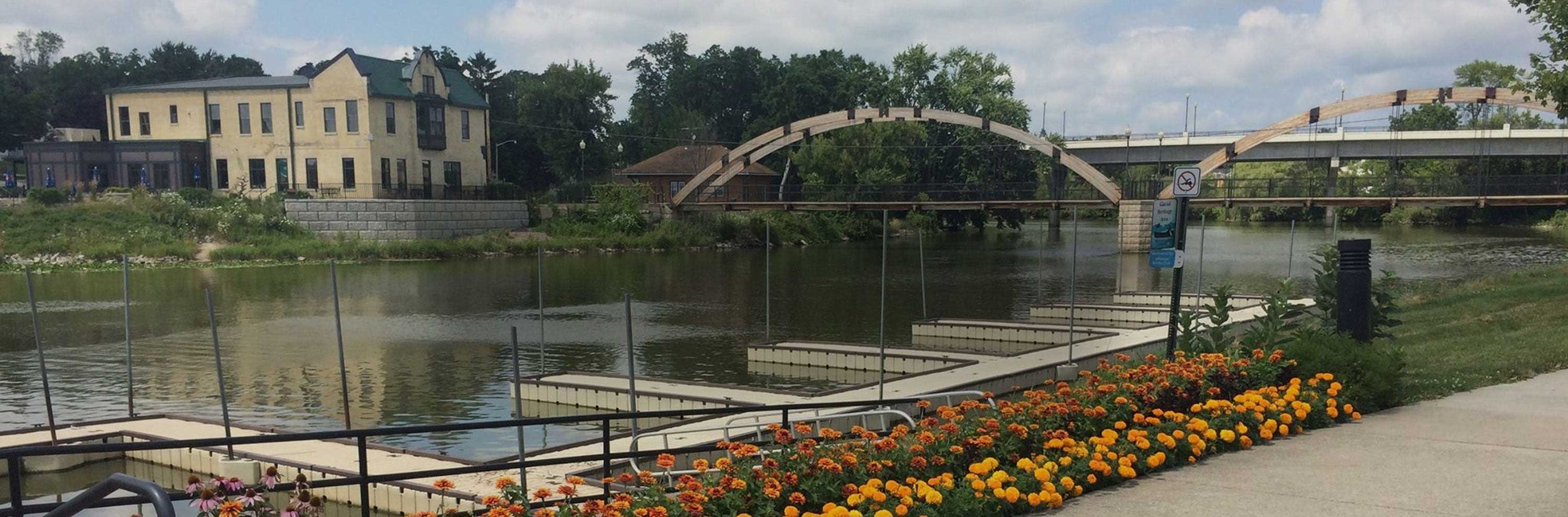 bridge across a small river in Jefferson, Wisconsin