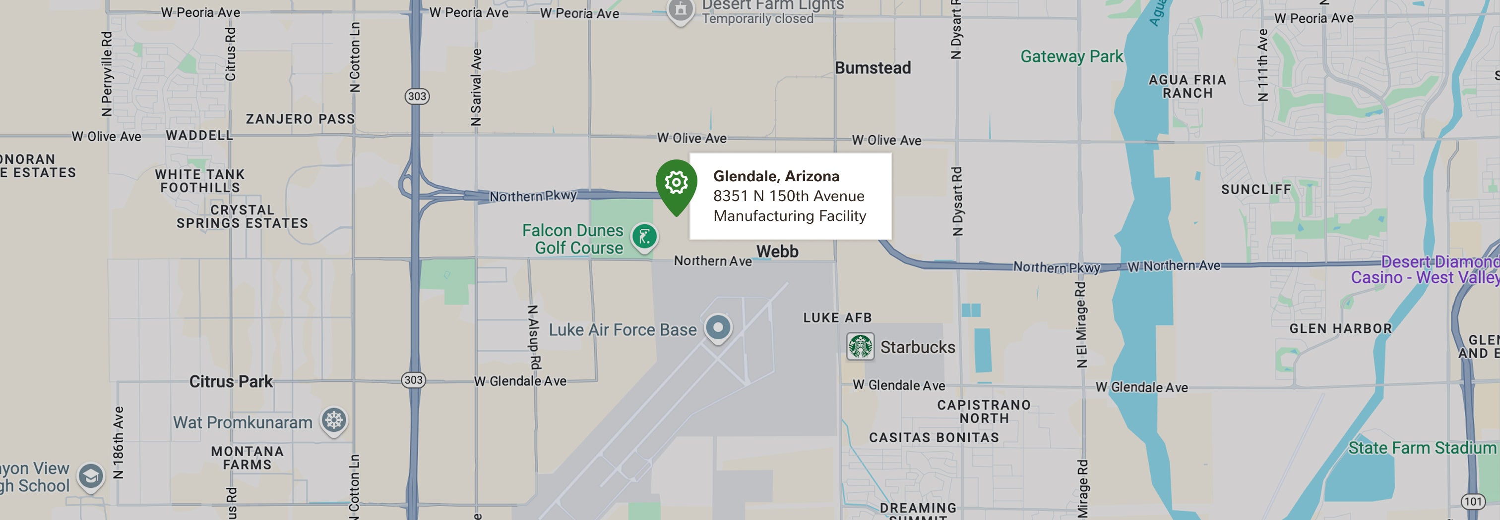 Map screenshot of Glendale location
