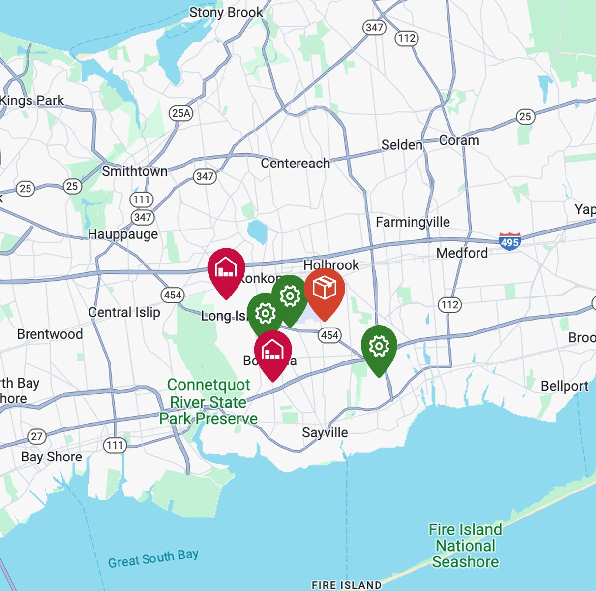 Long Island Locations Map