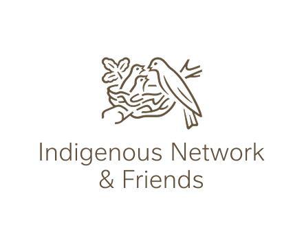 Logo with a bird feeding chicks in a nest above the text "Indigenous Network &amp; Friends"