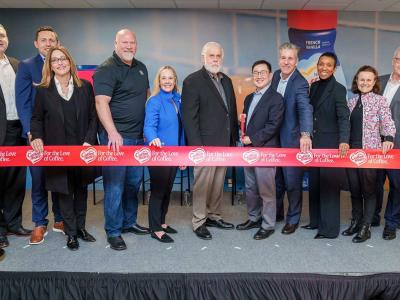 Ribbon cutting at Coffee Mate factory