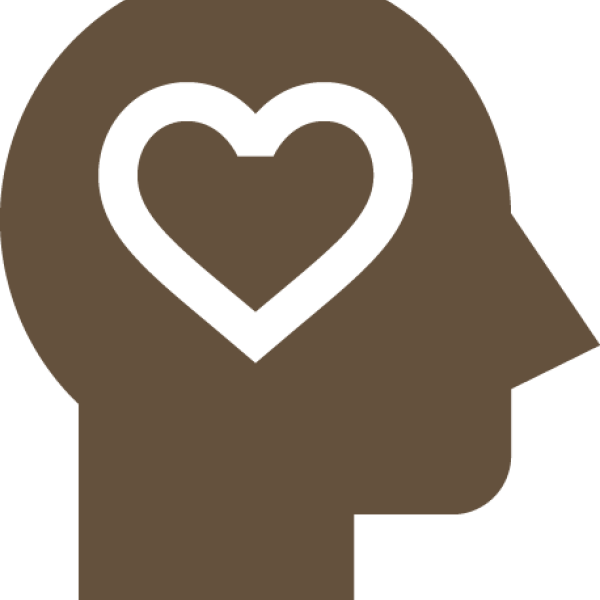 Mental health icon - silhouette of head with heart