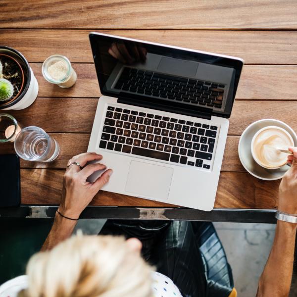 Laptop and cup of coffee