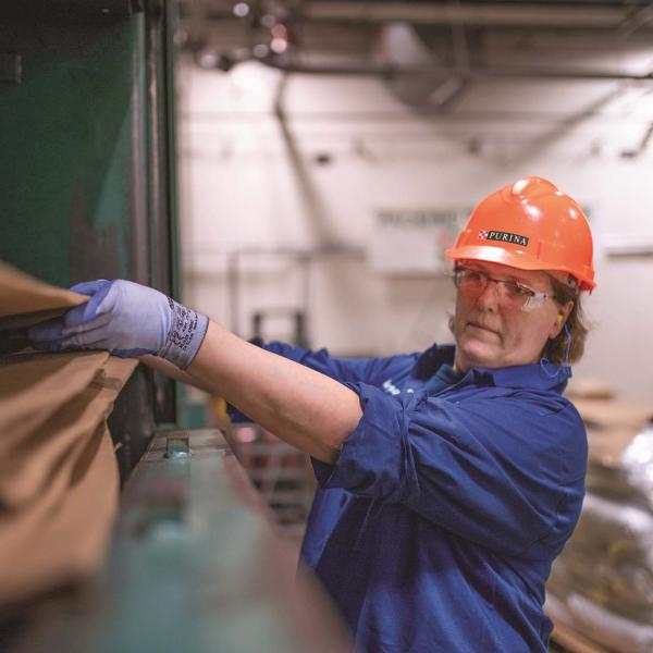 Nestlé Purina associate working in the factory