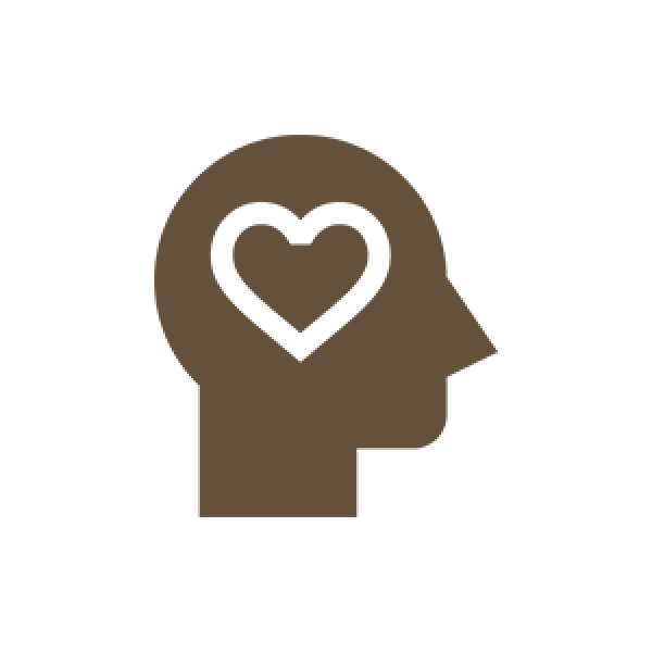 Head silhouette with heart icon