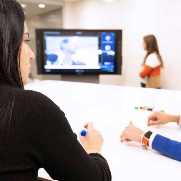 Women discussing at a meeting