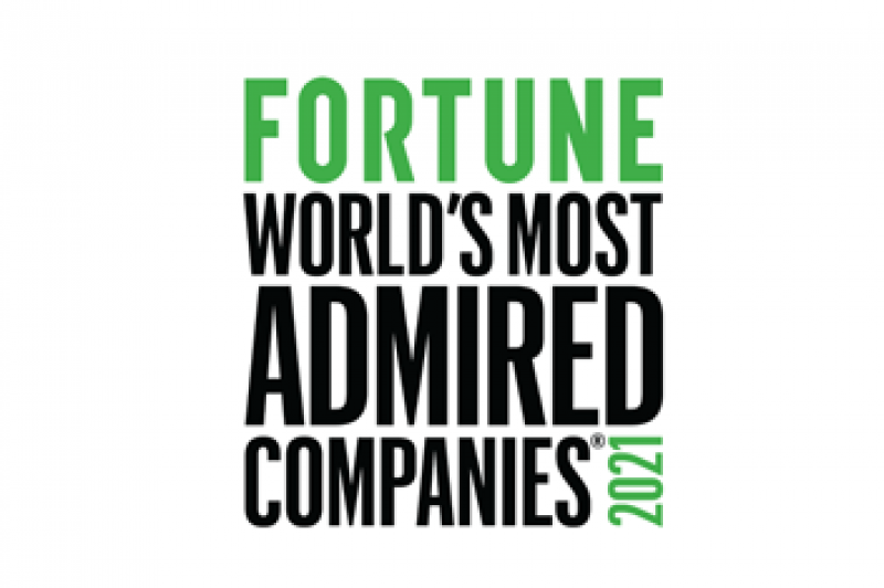 Fortune world's most admired companies of 2021 award badge