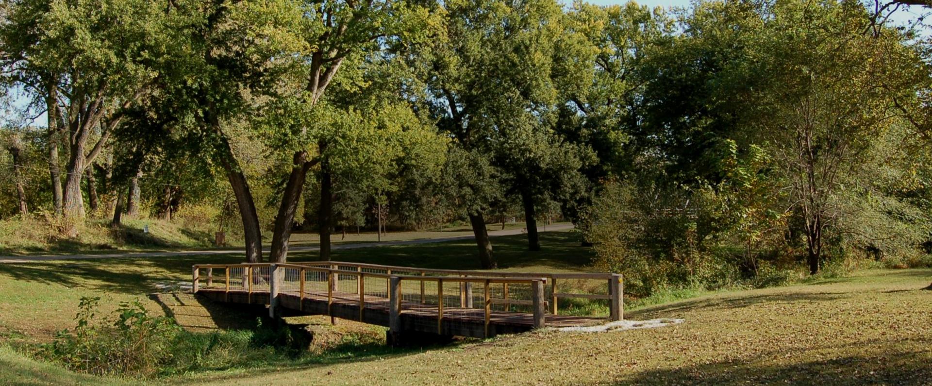 Bridge in a green park in Crete