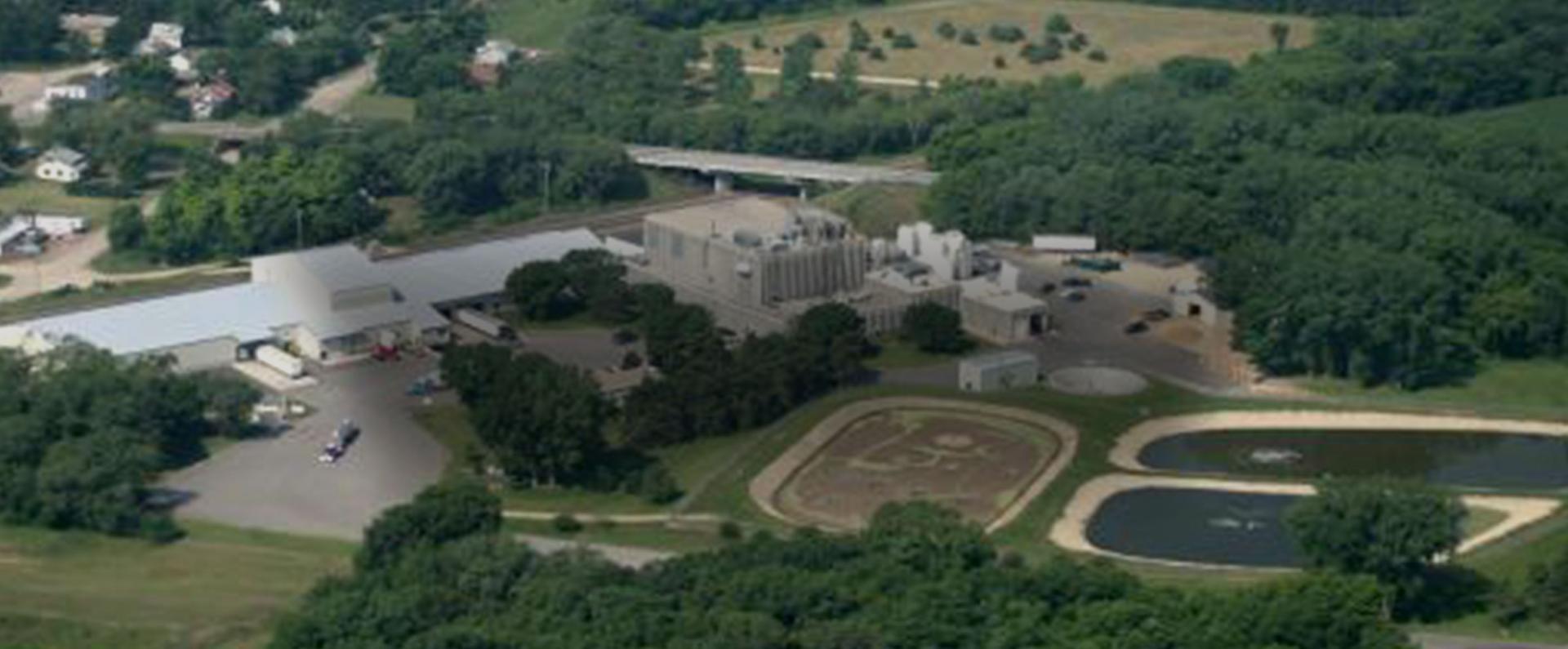 Aerial shot of Purina factory in Hager City