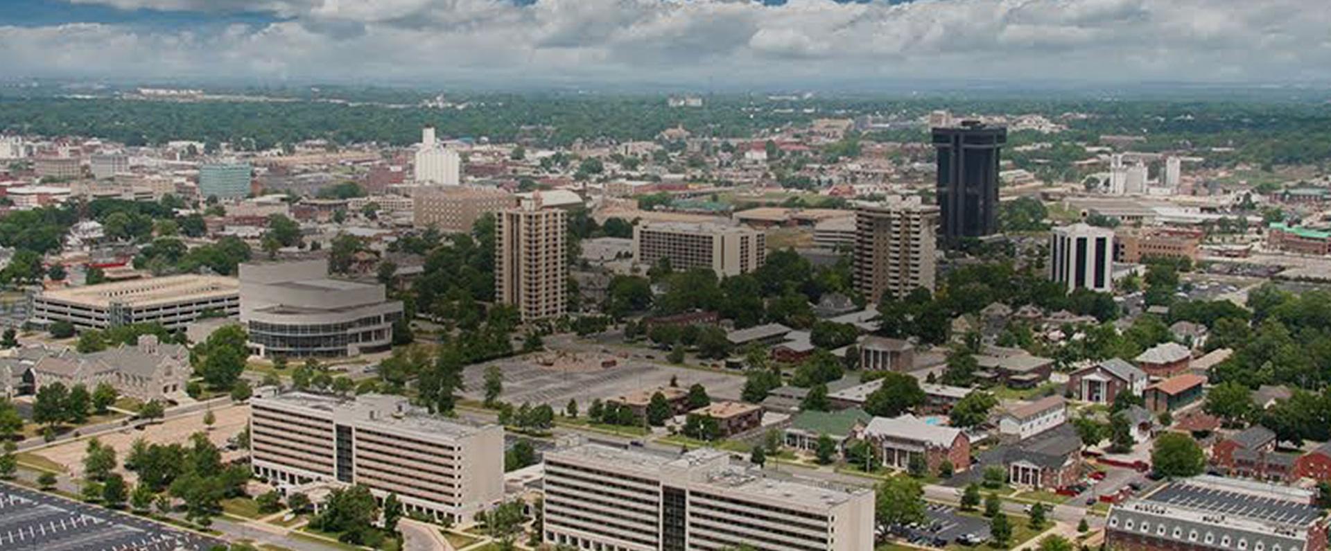 Aerial city view of Springfield, MO