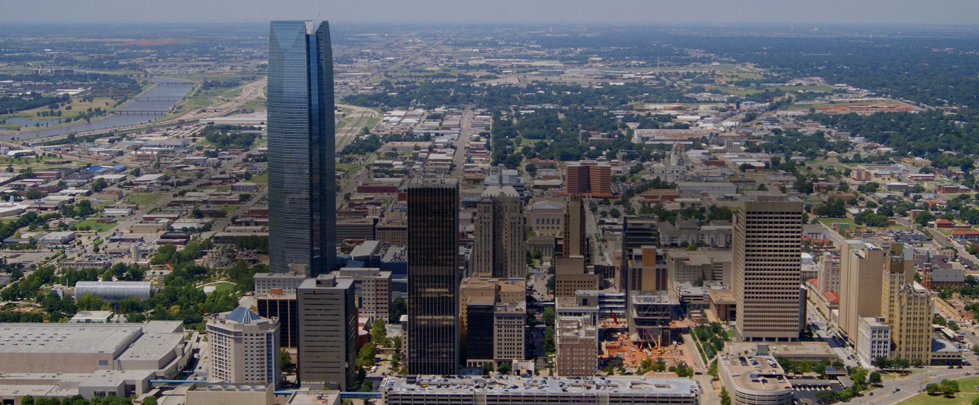 aerial skyline view of Oklahoma City