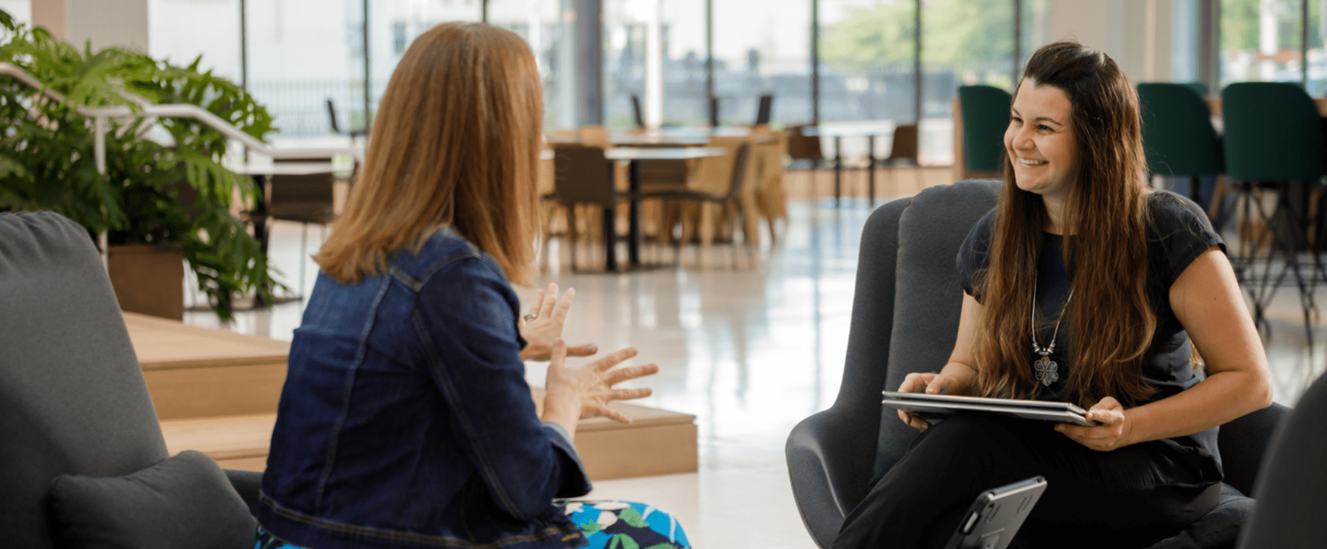 Two women talking