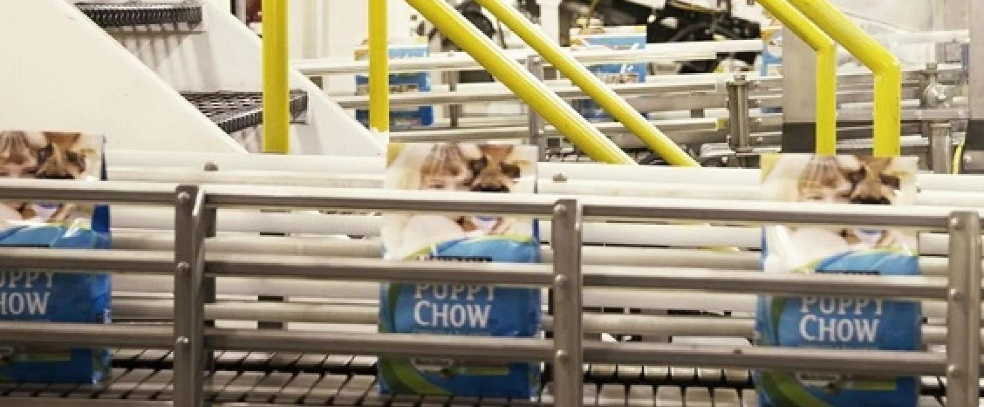 Puppy chow on assembly line